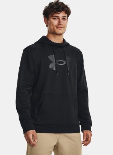 Under Armour Men's Armour Fleece® Big Logo Hoodie هودي اندر ارمور فليس بيج لوجو للرجال لون أسود